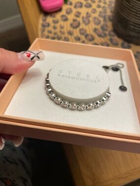 Diamonique Steel by Design Adjustable Heart Bracelet